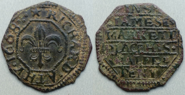St. James's Market, Richard Athy 1668 octagonal halfpenny